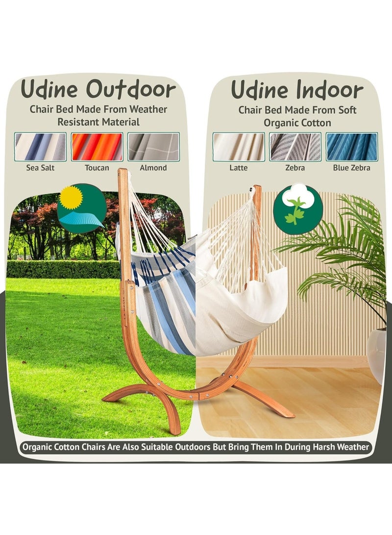 LA SIESTA Udine Outdoor Hammock Chair with Wooden Stand (W 115 cm) (Sea Salt) - Image 2