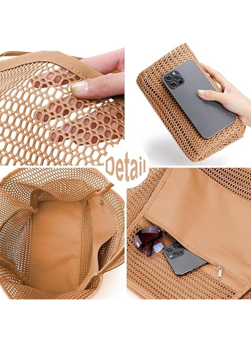 Generic Beach Tote Bag for Women – Large 23L Foldable Nylon Mesh Shoulder Bag with Zipper, Multi-Pocket, Sandproof & Waterproof – Ideal for Travel, Picnic & Vacation - Image 4