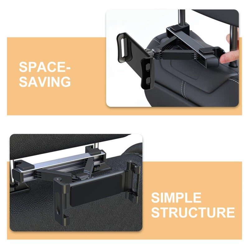 Adjustable Car Headrest Tablet Holder for Backseat Rotation Mount Compatible with Ipad Black - Image 4