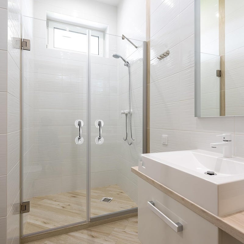 2 Pcs Portable Bathroom Suction Cup Glass Door Handles with Screws Plastic Grab Bars for Elderly Care Shower Stability Aid - Image 4
