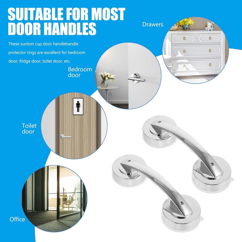 2 Pcs Portable Bathroom Suction Cup Glass Door Handles with Screws Plastic Grab Bars for Elderly Care Shower Stability Aid - Image 3