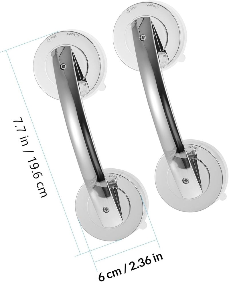 2 Pcs Portable Bathroom Suction Cup Glass Door Handles with Screws Plastic Grab Bars for Elderly Care Shower Stability Aid - Image 2