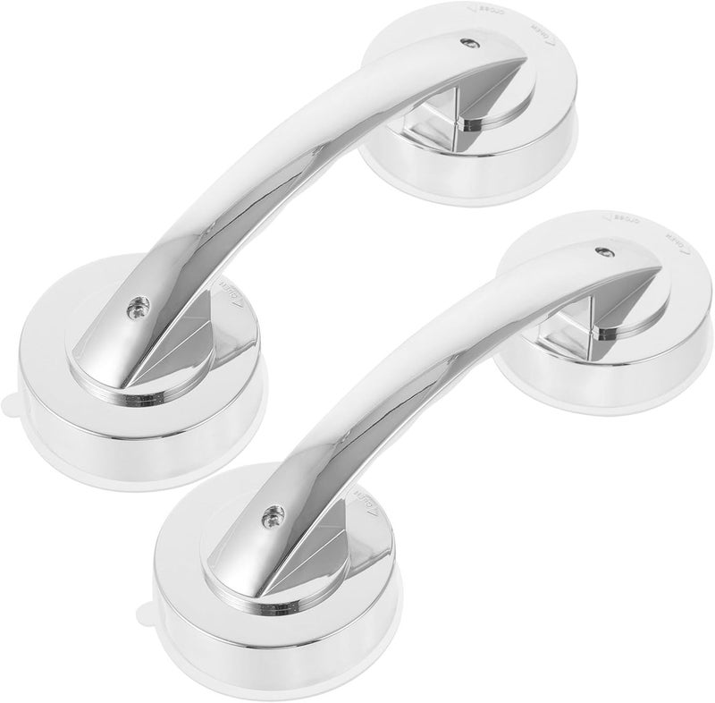 2 Pcs Portable Bathroom Suction Cup Glass Door Handles with Screws Plastic Grab Bars for Elderly Care Shower Stability Aid - Image 1