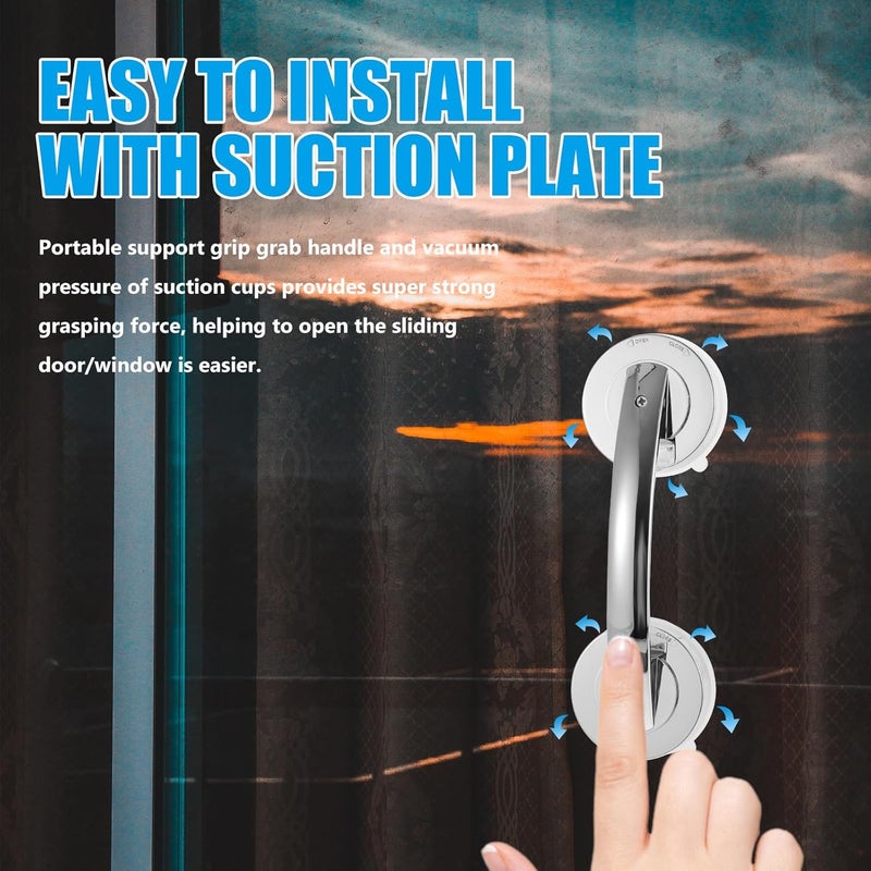 2 Pcs Portable Bathroom Suction Cup Glass Door Handles with Screws Plastic Grab Bars for Elderly Care Shower Stability Aid - Image 5