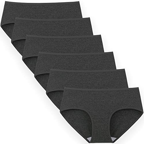 INNERSY Womens Underwear Cotton Hipster Panties Regular & Plus Size 6-Pack, Charcoal, Medium - Image 1
