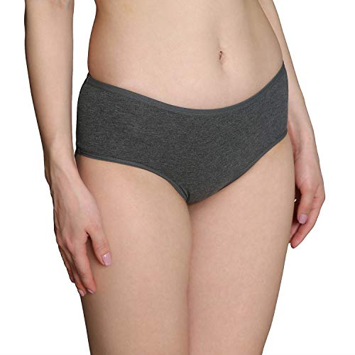 INNERSY Womens Underwear Cotton Hipster Panties Regular & Plus Size 6-Pack, Charcoal, Medium - Image 2
