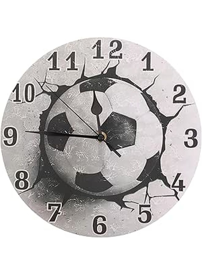 Ciieeo Silent Non Ticking Football Wall Clock 10 Inch Battery Operated Sports Decor For Bedroom Living Room Office Black Frame - Image 1