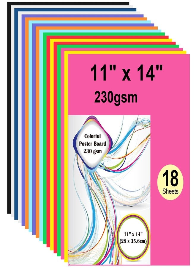 rookea 18 Pcs Colored Poster Board Paper 11x14, ROOKEA Vision Boards Bulk 230 GSM Thick Blank Smart Posterboard Card for School Arts Craft Classroom Projects Drawing Scrapbooking Graphic - Image 1