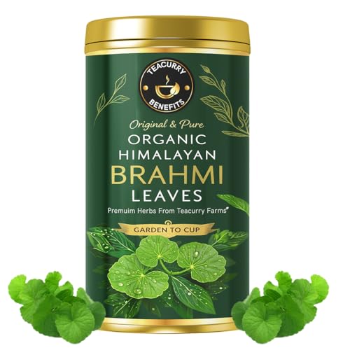 TEACURRY Organic Brahmi Leaves Tin Can (50 Gram) - Helps with Relaxation, Calmness & Body Wellness - Fresh from Punjab, India - All Natural Ingredients - Image 1