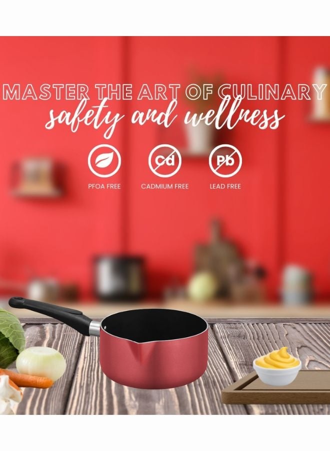 SONEX Milk Pan With Elegant Design in Pink, Milk & Sauce Pan With Non Stick Teflon Coating, Ergonomic, Stay Cool Handle, Effecient Heat Distribution For Healthy Cooking, Easy to Clean. - Image 4