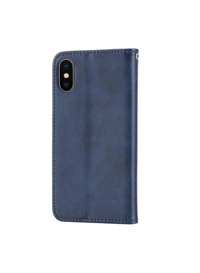 اس-توب جراب هاتف من الجلد بتصميم شبكي مكعب من جلد العجل مع إغلاق مغناطيسي لهاتف iPhone X / XS - Image 3