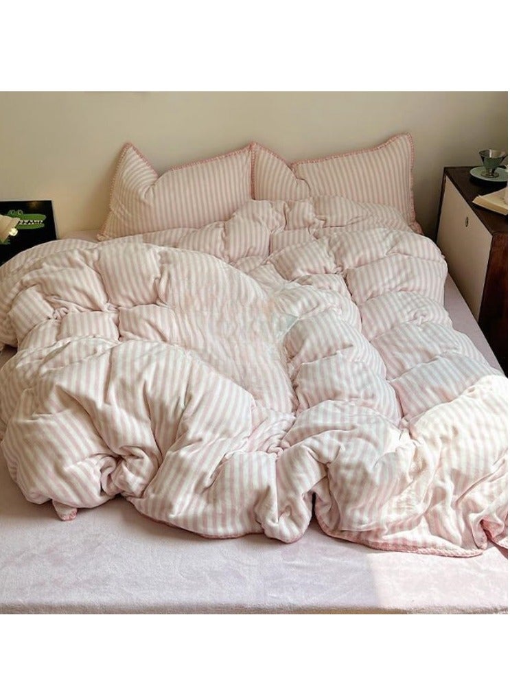 Bed Sheet Style — Carved Velvet Cloth Embroidered Wide Edge Milk Velvet Four Piece Bedding Set - Image 2