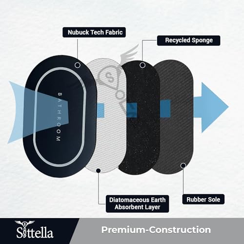 SITTELLA Rubber 3 Pieces (3.5Mm) Anti-Skid Water Soaking Bathroom Print Door Mat, Water Absorbent Mat (40X60Cm) Black, Oval - Image 3