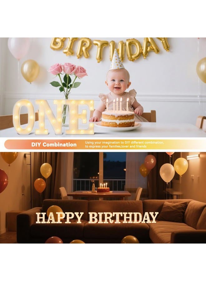 Obrecis LED Letter Lights White Marquee Letters Alphabet Light Up Sign with Diamond Bulbs Remote Control Timer Dimmable Wedding Birthday Party Decoration Letters (A) - Image 4