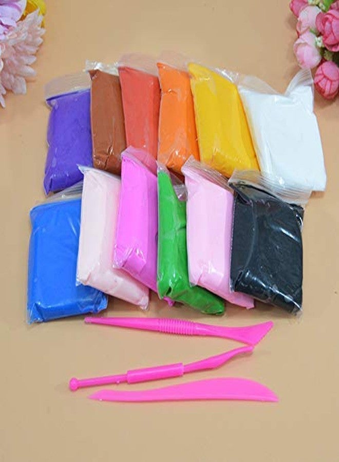 Promote T Ultimate Set of 12 Air Dry Soft Clay with 3 Tools - Super Soft, Stretchy & Non-Sticky Stress Relief Toys for Baby Children Boys & Girls - Image 2