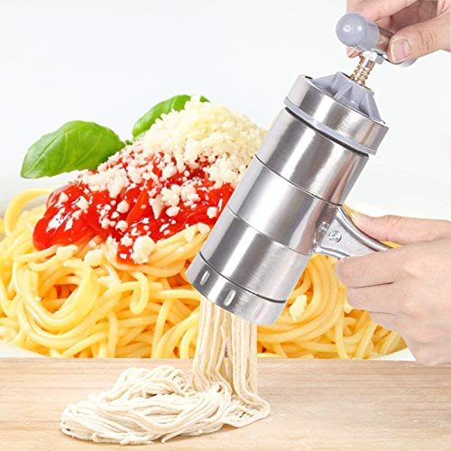 Besimple Stainless Steel Manual Noodles Maker, Portable Pasta Maker Noodle Making Press Machine Spaghetti Making Tools with 5 Noodle Mould - Image 5