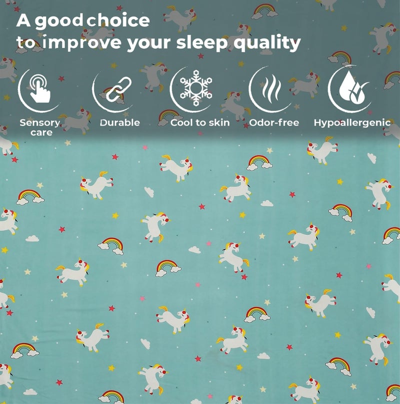 FRESH FROM LOOM Cartoon Wrinkle Free Microfiber Bedsheet for Kids (Double Bed King Size 90x90 Inches/Unicorn/Boys Girls Room), Multicolor, 144 TC - Image 3