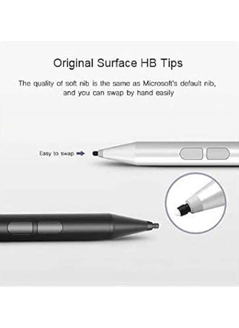 Pen for Microsoft Surface, Palm Rejection, 1024 Levels Pressure, Flex u0026 Soft HB Nib, Compatible with Surface Pro/Book/Laptop/Go, Including 2 Spare Nibs u0026 AAAA Battery