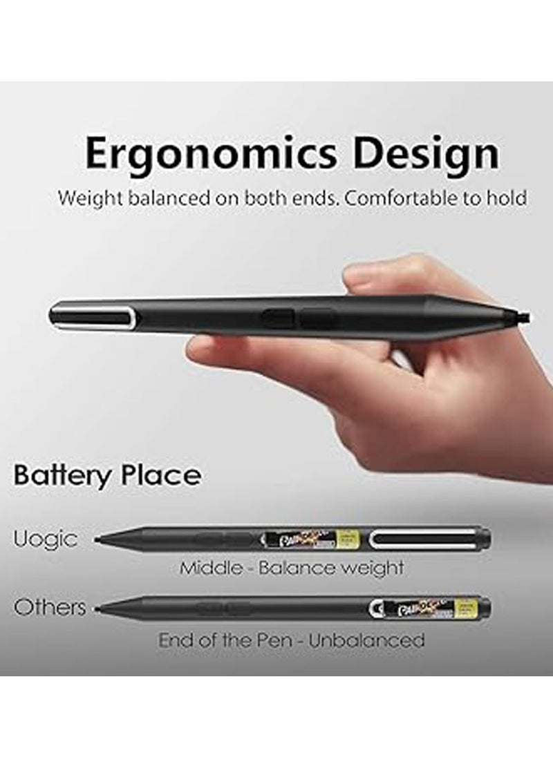 Pen for Microsoft Surface, Palm Rejection, 1024 Levels Pressure, Flex u0026 Soft HB Nib, Compatible with Surface Pro/Book/Laptop/Go, Including 2 Spare Nibs u0026 AAAA Battery