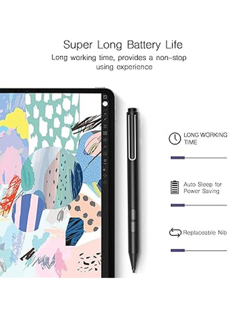 Pen for Microsoft Surface, Palm Rejection, 1024 Levels Pressure, Flex u0026 Soft HB Nib, Compatible with Surface Pro/Book/Laptop/Go, Including 2 Spare Nibs u0026 AAAA Battery