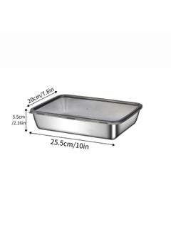 Food Grade Stainless Steel Preservation Box With Lid Sealed Box Square Towel Tray Lunch Box Sub-packing Box Vegetable Box Flavor Box-Specifications: 25*5*20-Color:Free Labeling/fcm Qualifications Can Be Provided When Placing An Order