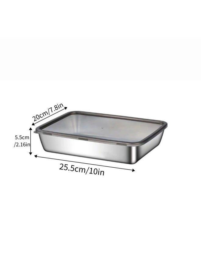 Generic - Food Grade Stainless Steel Preservation Box With Lid Sealed Box Square Towel Tray Lunch Box Sub-packing Box Vegetable Box Flavor Box-Specifications: 25*5*20-Color:Free Labeling/fcm Qualifications Can Be Provided When Placing An Order - Image 1