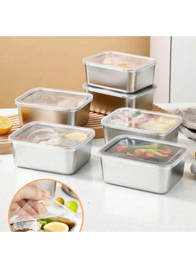 Generic - Food Grade Stainless Steel Preservation Box With Lid Sealed Box Square Towel Tray Lunch Box Sub-packing Box Vegetable Box Flavor Box-Specifications: 25*5*20-Color:Free Labeling/fcm Qualifications Can Be Provided When Placing An Order - Image 1
