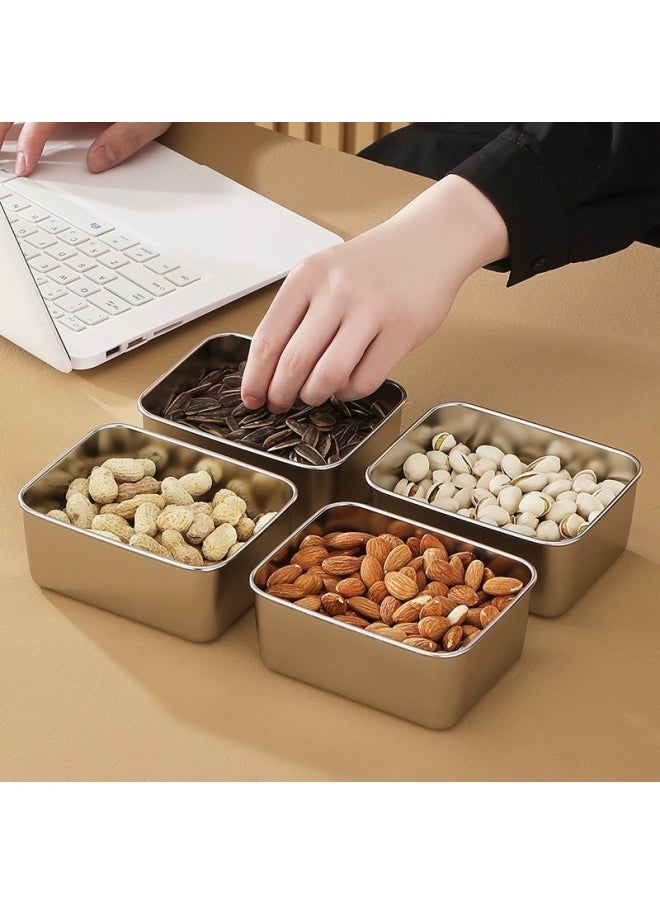 Generic - Food Grade Stainless Steel Preservation Box With Lid Sealed Box Square Towel Tray Lunch Box Sub-packing Box Vegetable Box Flavor Box-Specifications: 25*5*20-Color:Free Labeling/fcm Qualifications Can Be Provided When Placing An Order - Image 1