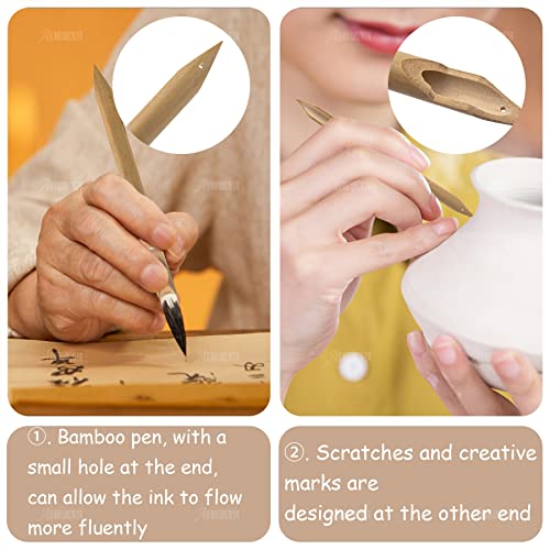 AUEAR, 3 Pack Bamboo Double Head Pointed Stylus Pen Reed Pens Pottery Ceramic Shaping Tools Polymer Clay Tool - Image 3