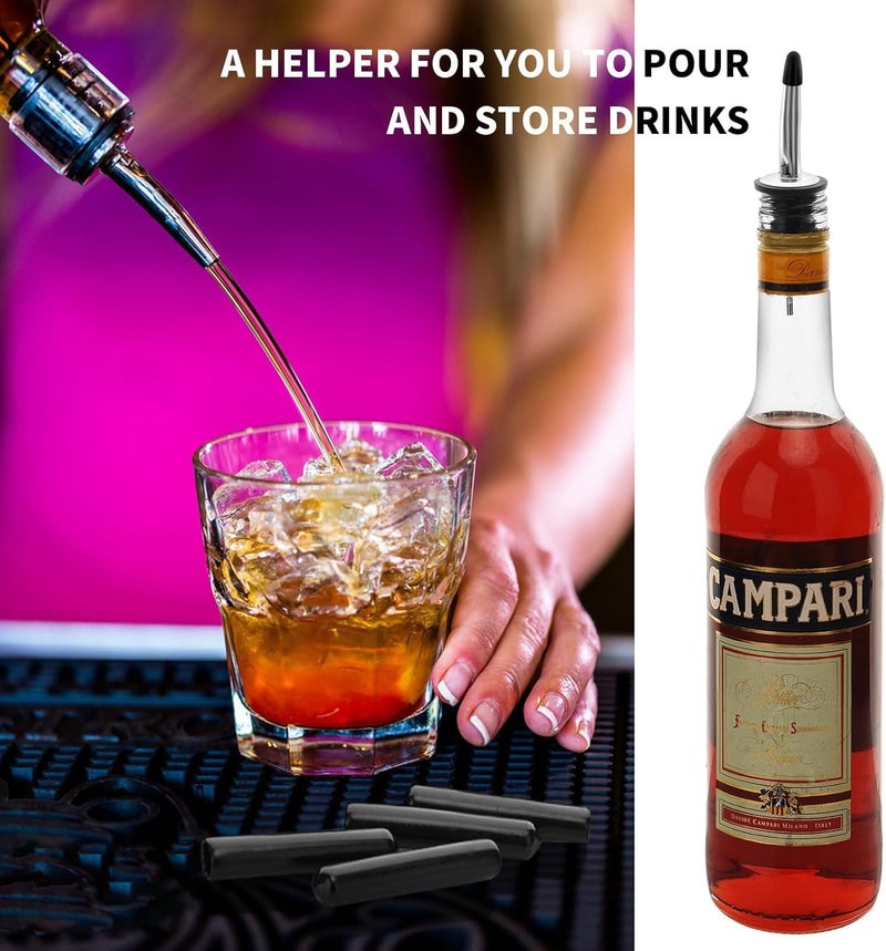 eispap 2Pcs Liquor Pour Stainless Steel Classic Bottle Speed Pourers with rubber Pour Spouts Cap Cleaning brush for Alcohol, Olive Oil, Liquor Pourers with Dust Caps, Speed Pourers (2) - Image 4