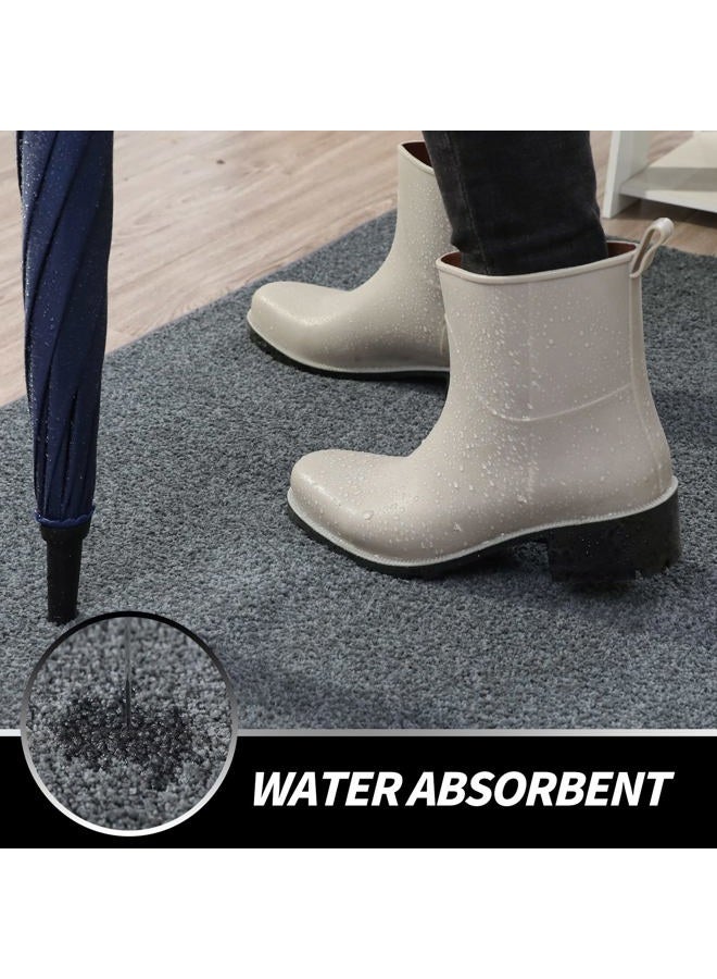 LINLA Indoor Doormat Super Absorbs Mud Low Profile Mat 35" x 24" , Machine Washable Non-Slip Rubber Backing Entrance Rug for Front Door Inside Dirt Trapper Mats Shoes Scraper, Gray - Image 5