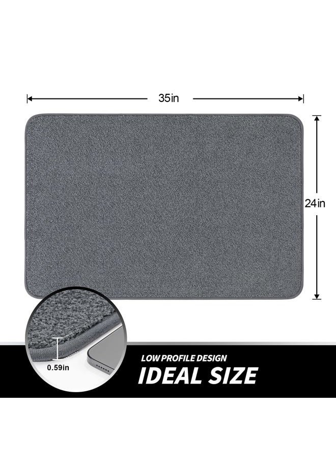LINLA Indoor Doormat Super Absorbs Mud Low Profile Mat 35" x 24" , Machine Washable Non-Slip Rubber Backing Entrance Rug for Front Door Inside Dirt Trapper Mats Shoes Scraper, Gray - Image 4