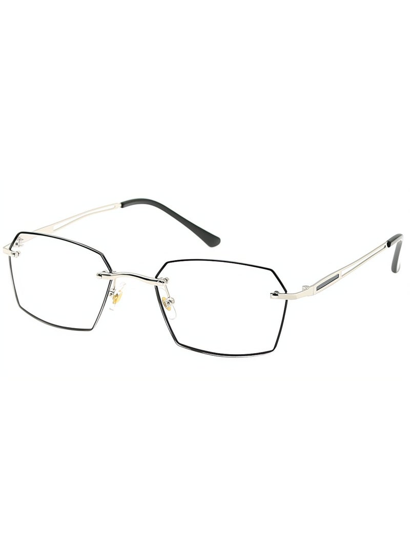 Booma Opticals KRIS + 1.00 Reading Glasses, Rimless Optical Prescription Glasses. Hexagon Shaped Metal Lightweight Blue Light Blocking, Presbyopia Glasses, Magnifying Corrective Eyeglasses. Reading glass strength 1.0 1.5 2.0 2.5 3.0 3.5 4.0 . Unisex Specs Male Female Frames - Image 1