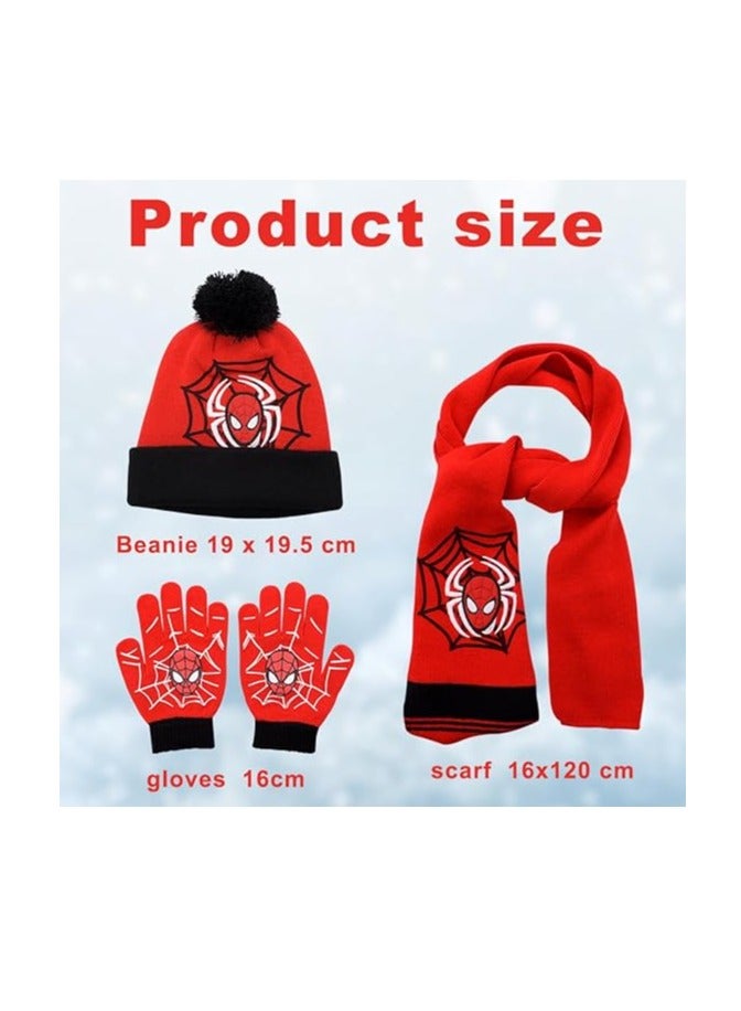 KASTWAVE Supperhero Kids Hat Scarf Gloves Set, Spider Winter Warm Beanie Hat, Children's Scarves Hats Children Knitted Set for Boys Aged 2-8 - Image 5