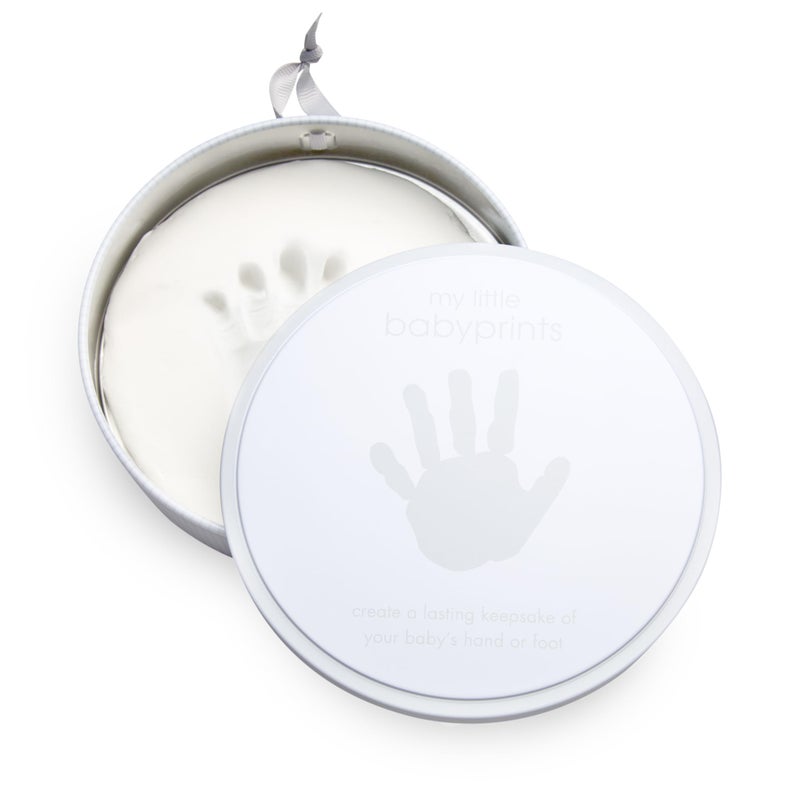 Pearhead My Little Prints Babyprints Keepsake Tin Kit, Baby Girl or Boy Gender Neutral Baby Handprint Footprint Impression, Gray - Image 1