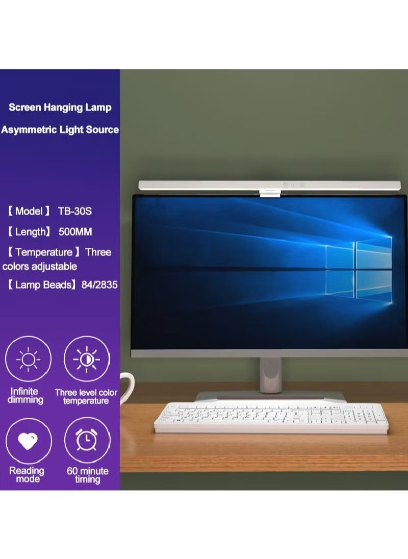 فلاش - مصباح مراقب كمبيوتر يعمل بالطاقة USB ، مصباح معلق للكمبيوتر المحمول LED للمكتب / المنزل / الألعاب / مكتب مع سطوع قابل للتعديل / اللون الأسود 500 مم - Image 1