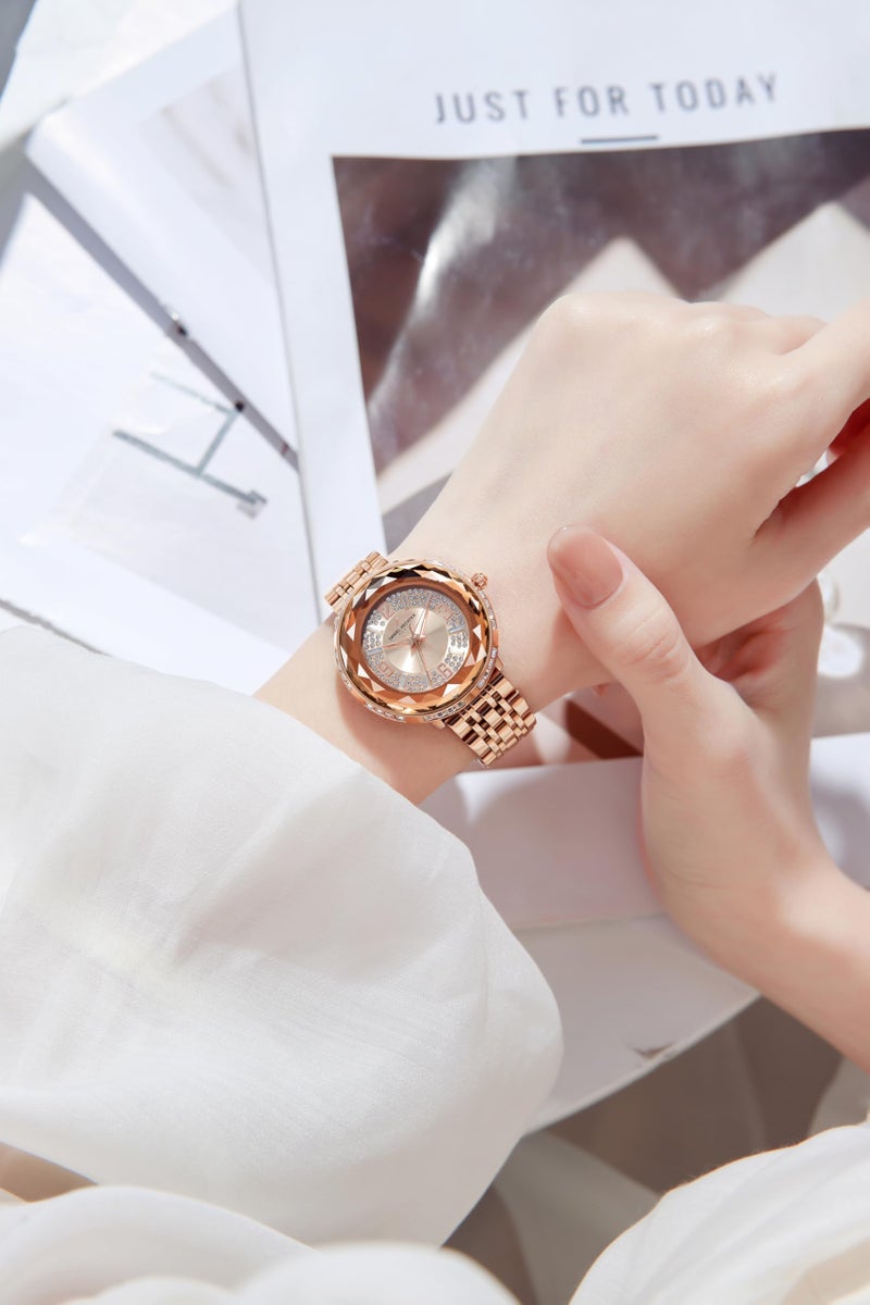 Daniel Hechter Paris Palais-Royal Collection Unique Analoge Watch for Women Withdiamond Cut Glass Dial and Stainless Steel Strap-DHW2003-11 - Image 2