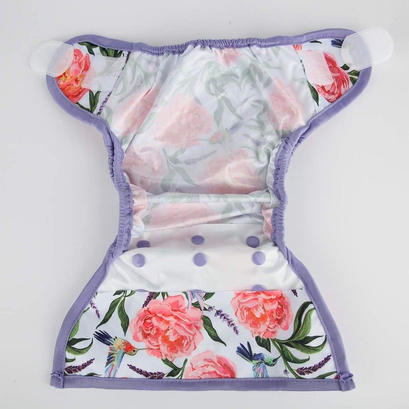 Sigzagor Baby Cloth Diaper Cover Nappy Hook and Loop Double Gussets for Girls (Hummingbirds Floral) One Size - Image 4