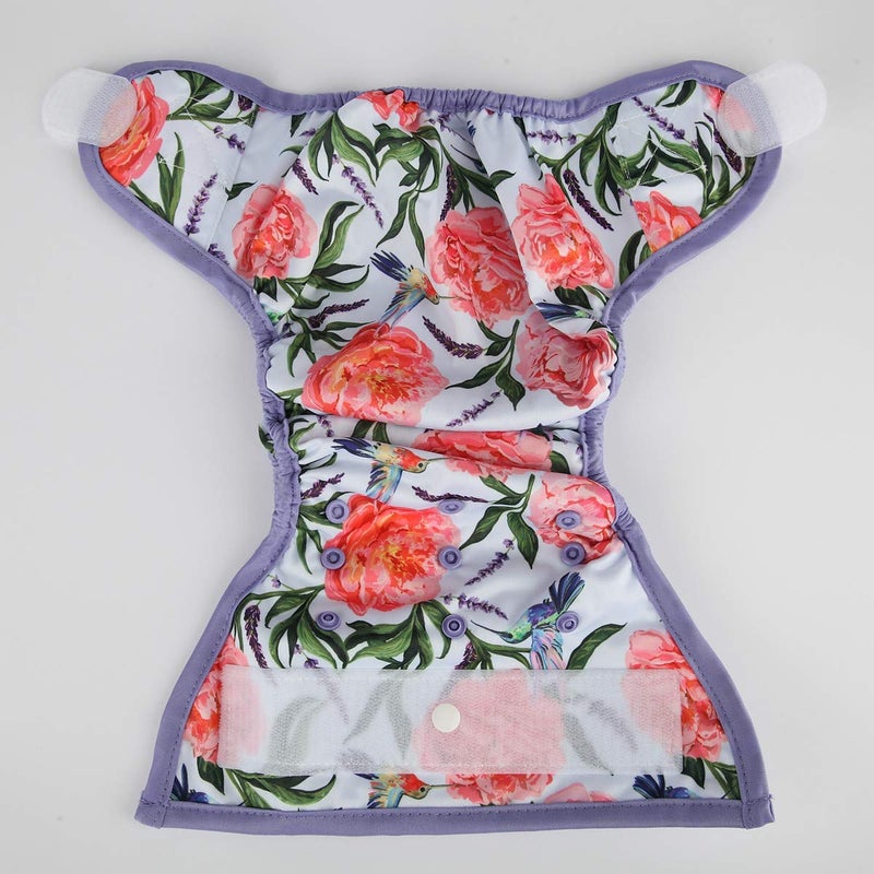 Sigzagor Baby Cloth Diaper Cover Nappy Hook and Loop Double Gussets for Girls (Hummingbirds Floral) One Size - Image 3