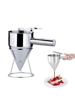 vsell24 Stainless Steel Piston Funnel with Stand – Precision Sauce, Cream & Chocolate Dispenser for Pastry, Baking & Waffle Making  - Image 1