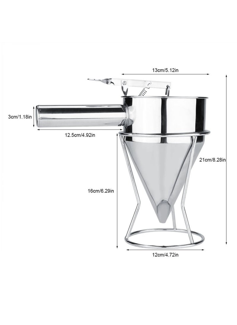 vsell24 Stainless Steel Piston Funnel with Stand – Precision Sauce, Cream & Chocolate Dispenser for Pastry, Baking & Waffle Making  - Image 5