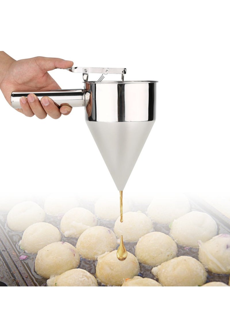 vsell24 Stainless Steel Piston Funnel with Stand – Precision Sauce, Cream & Chocolate Dispenser for Pastry, Baking & Waffle Making  - Image 2