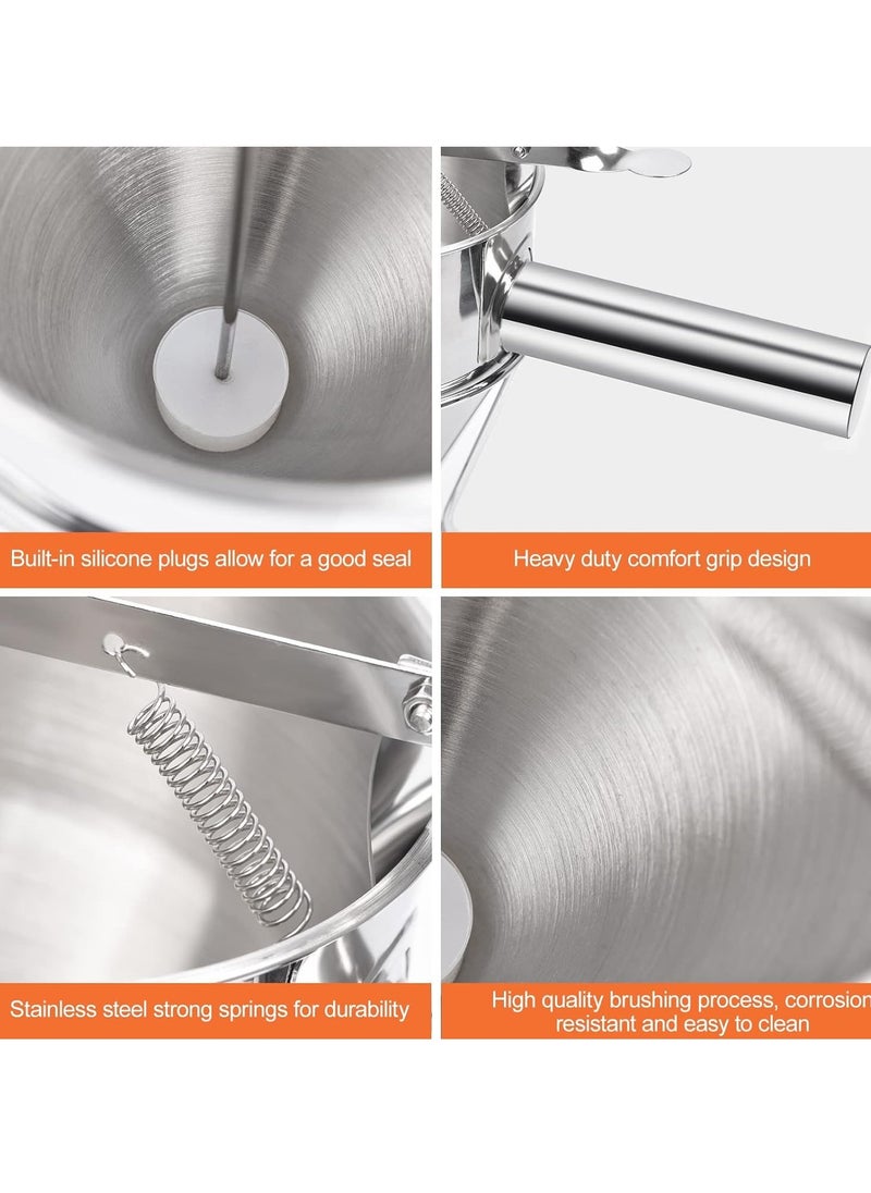 vsell24 Stainless Steel Piston Funnel with Stand – Precision Sauce, Cream & Chocolate Dispenser for Pastry, Baking & Waffle Making  - Image 4