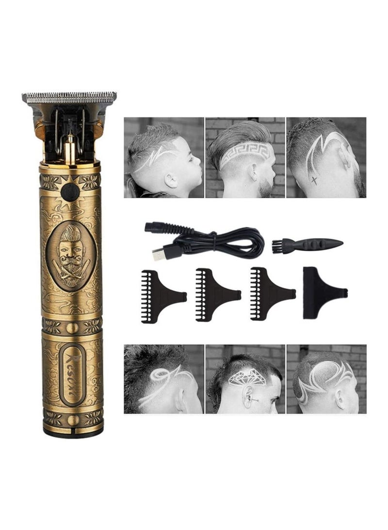 Men's Bronze Retro Hair Clippers with Limit Comb & USB Port - Image 1