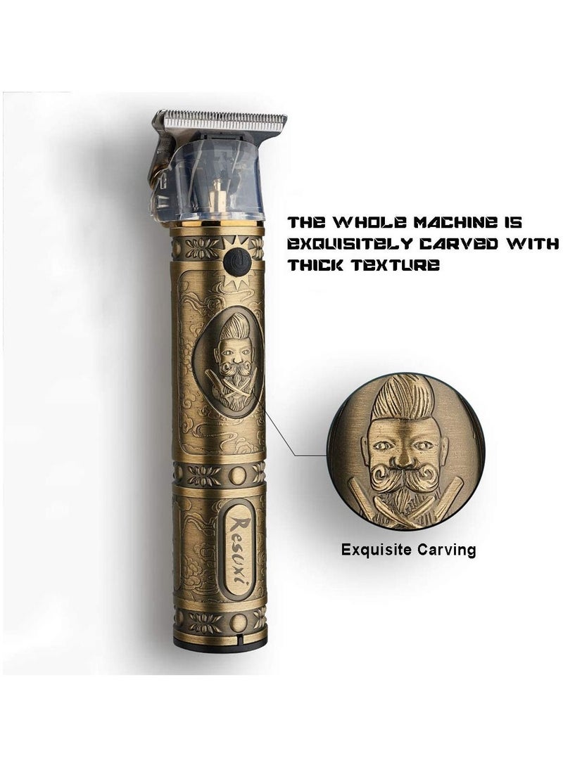 Men's Bronze Retro Hair Clippers with Limit Comb & USB Port - Image 4