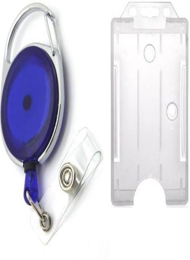Lazybeee حامل بطاقات Lazybeee Secure Yo-Yo Clip شديد التحمل مع حامل بطاقات شفاف - أزرق (عبوة من قطعة واحدة) - Image 1