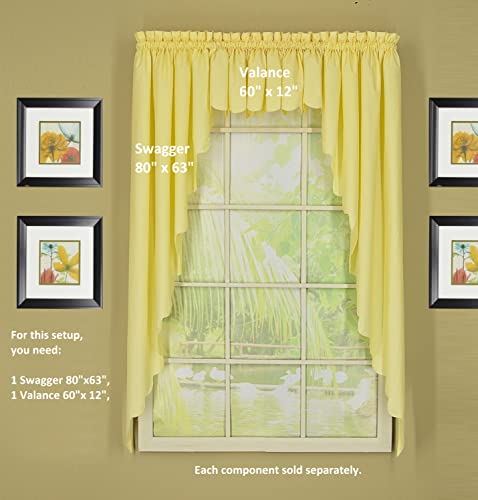 Today's Curtain, Orleans Scallop Curtain, Buttercup 63" Swagger Pair, 80" W x 63" L, Buttercup - Image 4