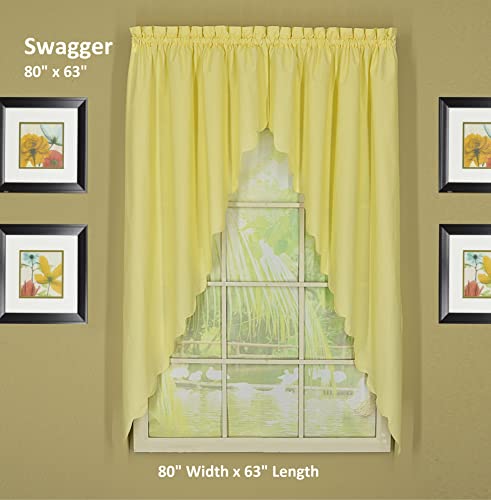 Today's Curtain, Orleans Scallop Curtain, Buttercup 63" Swagger Pair, 80" W x 63" L, Buttercup - Image 2