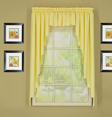 Today's Curtain, Orleans Scallop Curtain, Buttercup 63" Swagger Pair, 80" W x 63" L, Buttercup - Image 3