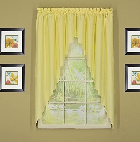Today's Curtain, Orleans Scallop Curtain, Buttercup 63" Swagger Pair, 80" W x 63" L, Buttercup - Image 1